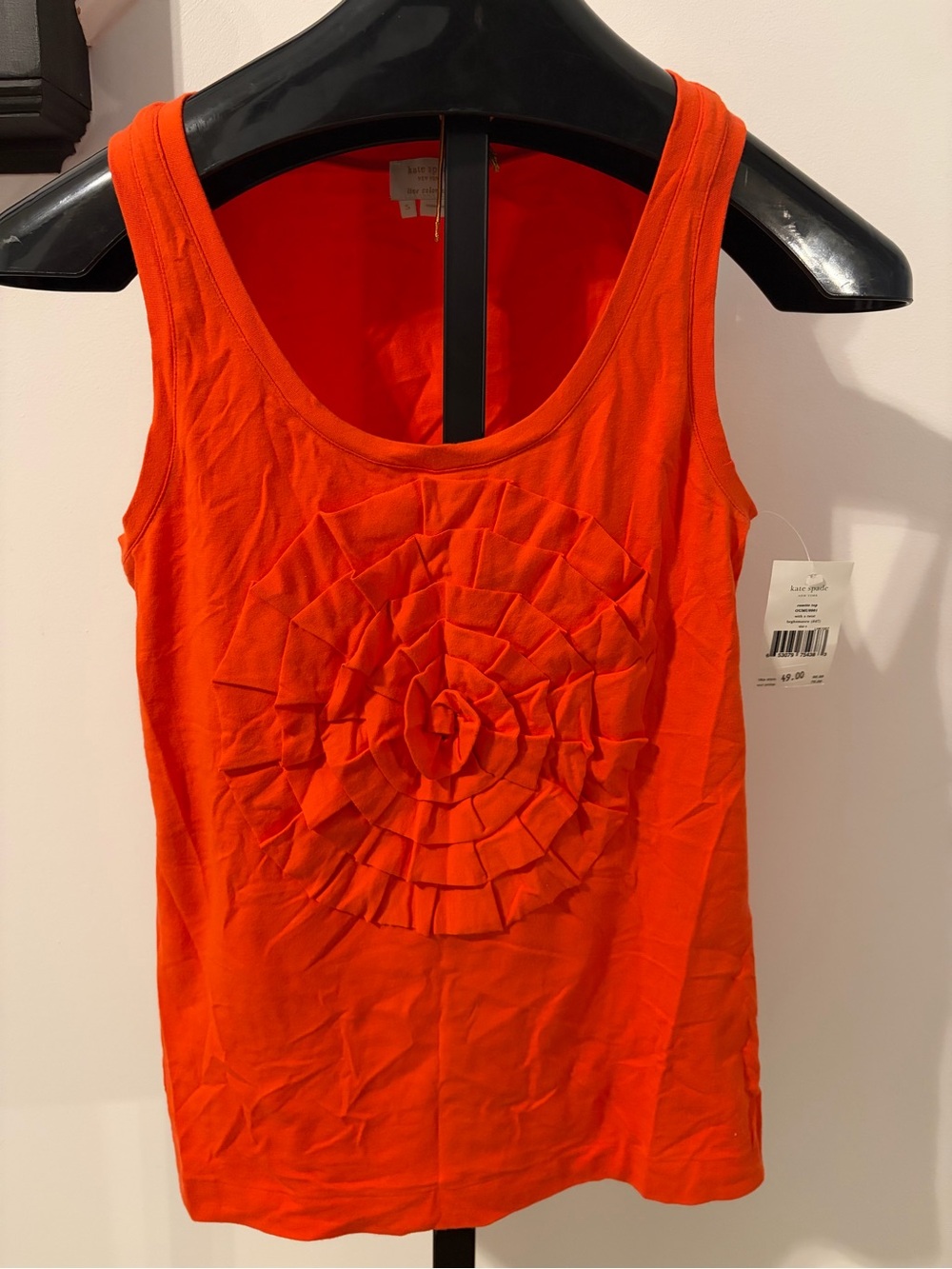 Kate Spade Bright Orange Rosette Tank Top